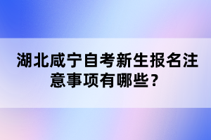 湖北咸寧自考新生報名注意事項(xiàng)有哪些？