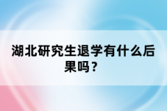 湖北研究生退學(xué)有什么后果嗎？