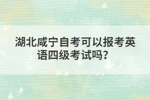 湖北咸寧自考可以報考英語四級考試嗎？