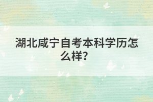 湖北咸寧自考本科學(xué)歷怎么樣？