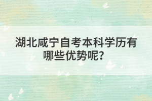 湖北咸寧自考本科學(xué)歷有哪些優(yōu)勢(shì)呢？