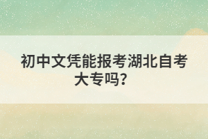 初中文憑能報考湖北自考大專嗎？