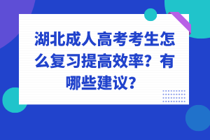 湖北成人高考考生怎么復(fù)習(xí)提高效率？有哪些建議？