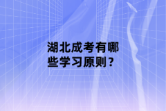 湖北成考有哪些學(xué)習(xí)原則？