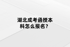 湖北成考函授本科怎么報名？