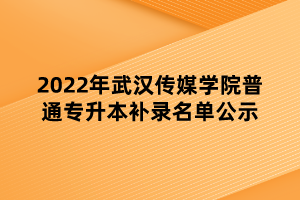 2022年武漢傳媒學(xué)院普通專升本補錄名單公示