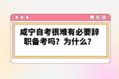 咸寧自考很難有必要辭職備考嗎？為什么？