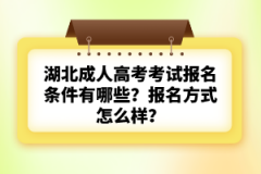 湖北成人高考考試報名條件有哪些？報名方式怎么樣？