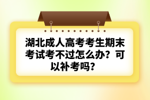 湖北成人高考考生期末考試考不過怎么辦？可以補(bǔ)考嗎？
