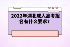 2022年湖北成人高考報名有什么要求？