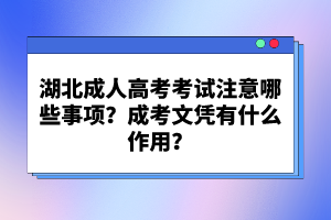 湖北成人高考考試注意哪些事項？成考文憑有什么作用？