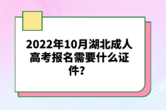2022年10月湖北成人高考報名需要什么證件？