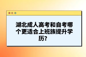 湖北成人高考和自考哪個(gè)更適合上班族提升學(xué)歷？