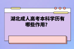湖北成人高考本科學歷有哪些作用？