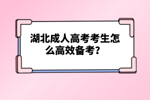 湖北成人高考考生怎么高效備考？
