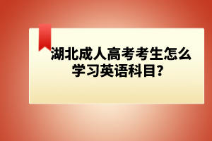 湖北成人高考考生怎么學習英語科目？