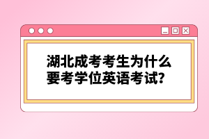 湖北成考考生為什么要考學位英語考試？