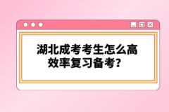 湖北成考考生怎么高效率復習備考？