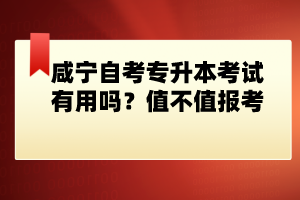 咸寧自考專升本考試有用嗎？值不值報考？