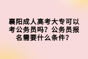 襄陽成人高考大?？梢钥脊珓?wù)員嗎？公務(wù)員報名需要什么條件？