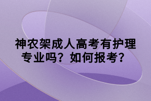 神農(nóng)架成人高考有護(hù)理專業(yè)嗎？如何報(bào)考？