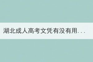 湖北成人高考文憑有沒有用？